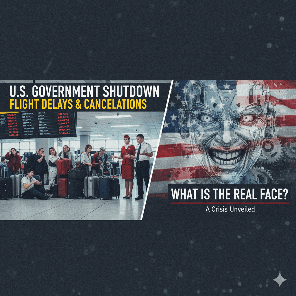 U.S. Government Shutdown: Flight Delays and Cancellations – What is the real face? gemini generated image bxvwdfbxvwdfbxvw (1)