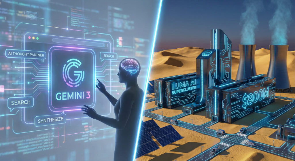 Google Unveils Gemini 3 as a “Thought Partner” & Luma AI Secures $900M for Saudi Arabia’s AI Supercluster: A New Chapter in the Global AI Race The artificial intelligence l gemini generated image scjxotscjxotscjx (1)